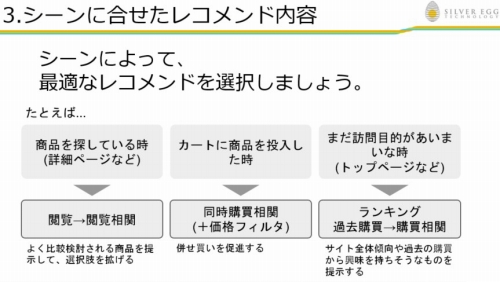 リアルタイムなレコメンドに加え、季節やシーンに合わせたレコメンドも重要