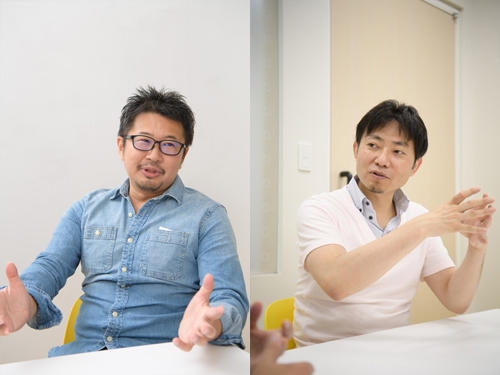 ゼロスタート 経営企画部の松田忠浩さん(写真左)、ヤフー マーケティング&コミュニケーション本部 本部長 友澤大輔氏