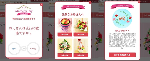 母の日のナビゲーション画面の一例
